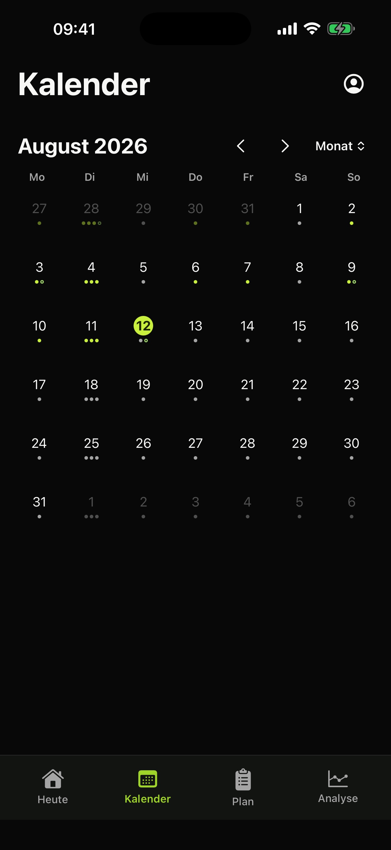 ARC Kalender mit geplanter Trainingswoche